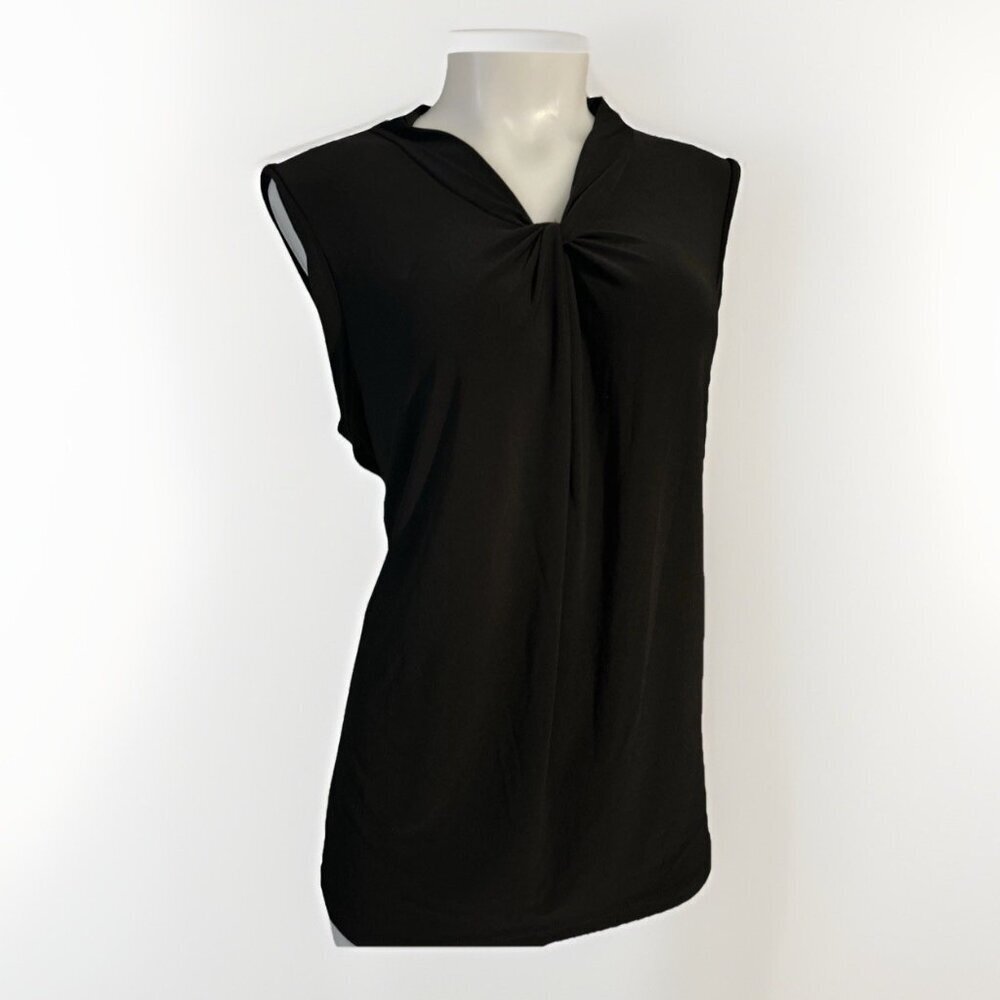 Tommy Hilfiger Women's Size L Blouse Top Black Keyhole Neckline Office Attire
